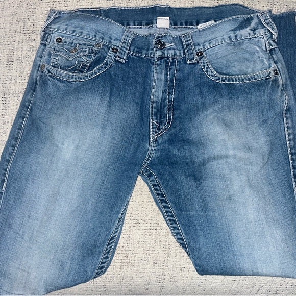 Mens True Religion size 36 skinny frayed bottom jeans - Picture 1 of 5